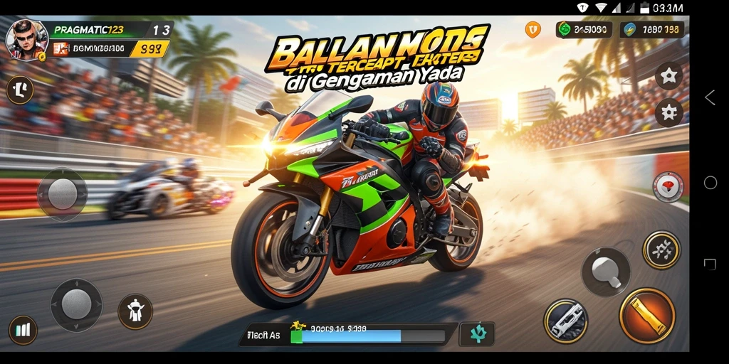 Tampilan screenshot PRAGMATIC123 menampilkan aksi balap motor yang seru dan menegangkan.