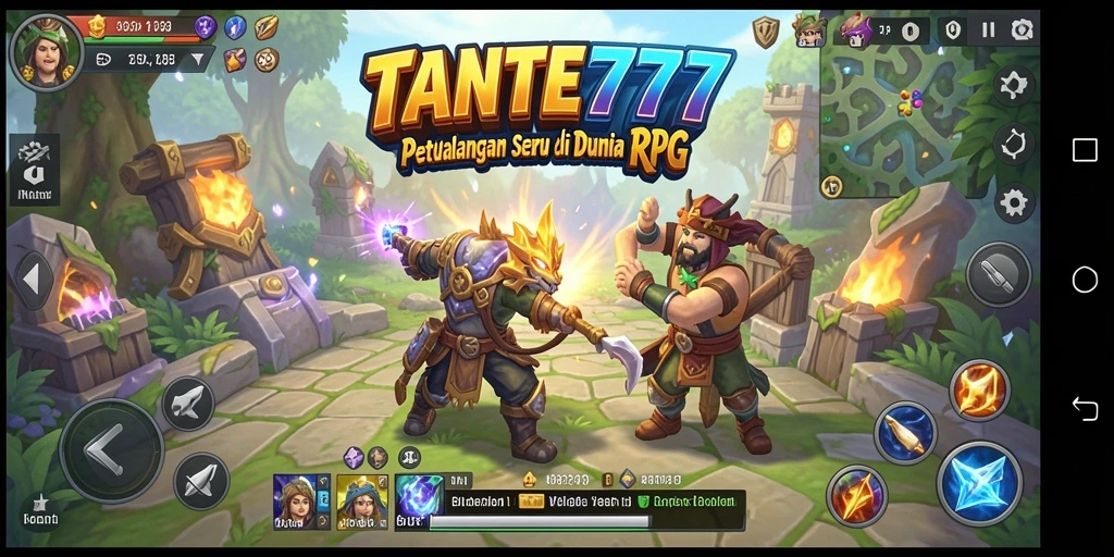 Screenshot menunjukkan pertarungan epik dalam TANTE777.